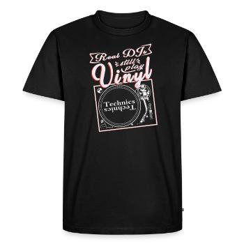 Vinyl Real DJs still play VINYL - Männer Premium Bio T-Shirt - Schwarz - Vorne - Nico (187cm)