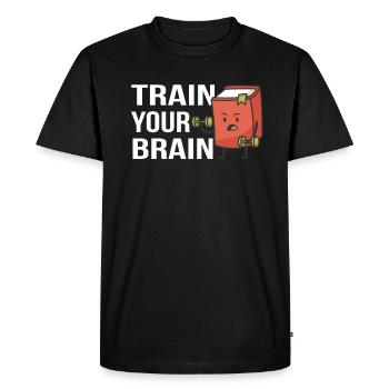 Train Your Brain Bookworm Bookworm - Men's Premium Organic T-Shirt - black - Front - Nico (187cm)