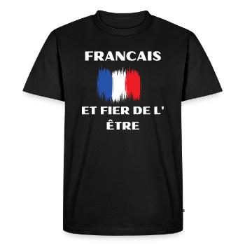 FRANCAIS ET FIER DE L' ETRE-Motif FRANCE - T-shirt Premium bio Homme - noir - Devant - Nico (187cm)