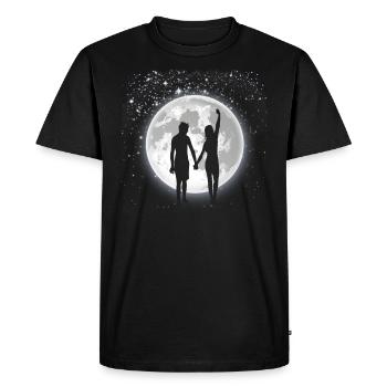 Cadeau de Saint Valentin romantique couple étoile de lune - T-shirt Premium bio Homme - noir - Devant - Nico (187cm)
