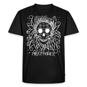 Crâne et os croisés doodle pirate - T-shirt Premium bio Homme - noir - Devant - Nico (187cm)