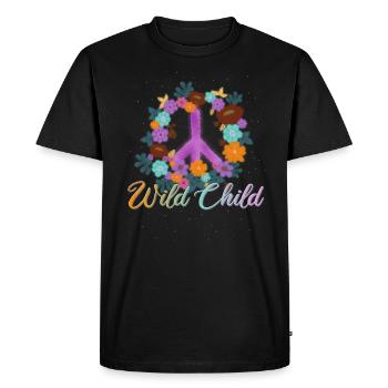 Wild Child Peace Hippies Woodstock Retro - Men's Premium Organic T-Shirt - black - Front - Nico (187cm)