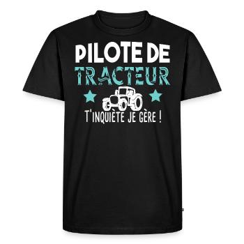 Tracteur. Agriculteur ferme Cadeau humour. Métier - T-shirt Premium bio Homme - noir - Devant - Nico (187cm)