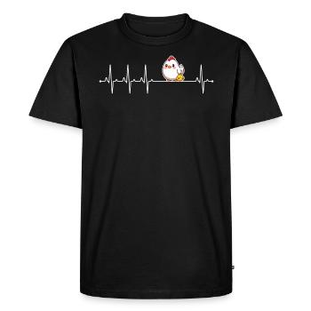 ECG vintage poule volaille, rythme cardiaque poulet - T-shirt Premium bio Homme - noir - Devant - Nico (187cm)