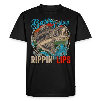 Bass Fisching Rippin Lips Pêcher drôle - T-shirt Premium bio Homme - noir - Devant - Nico (187cm)