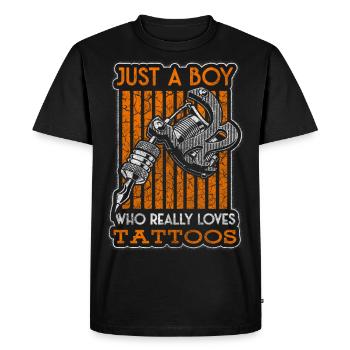 Tatoueur Tatouages Rockabilly Encré - T-shirt Premium bio Homme - noir - Devant - Nico (187cm)