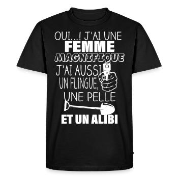 J'ai une femme - T-shirt Premium bio Homme - noir - Devant - Nico (187cm)