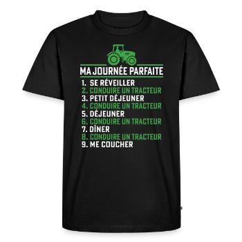 Ma journée parfaite conduire un tracteur - T-shirt Premium bio Homme - noir - Devant - Nico (187cm)