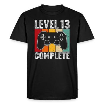 13th birthday - 13 years Gamer Level 13 complete - Men's Premium Organic T-Shirt - black - Front - Nico (187cm)