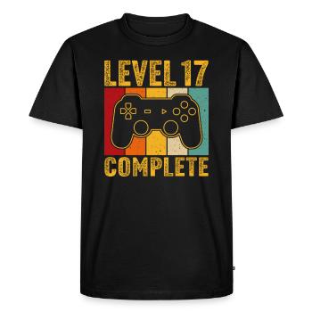 17th birthday - 17 years Gamer Level 17 complete - Men's Premium Organic T-Shirt - black - Front - Nico (187cm)
