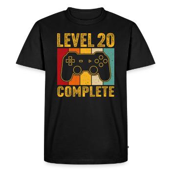 20ème anniversaire - 20 ans Gamer Niveau 20 complet - T-shirt Premium bio Homme - noir - Devant - Nico (187cm)
