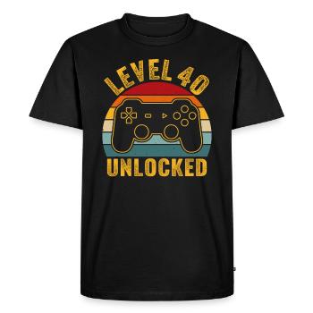 40th Birthday - 40 Years Gamer Level 40 unlocked - Men's Premium Organic T-Shirt - black - Front - Nico (187cm)