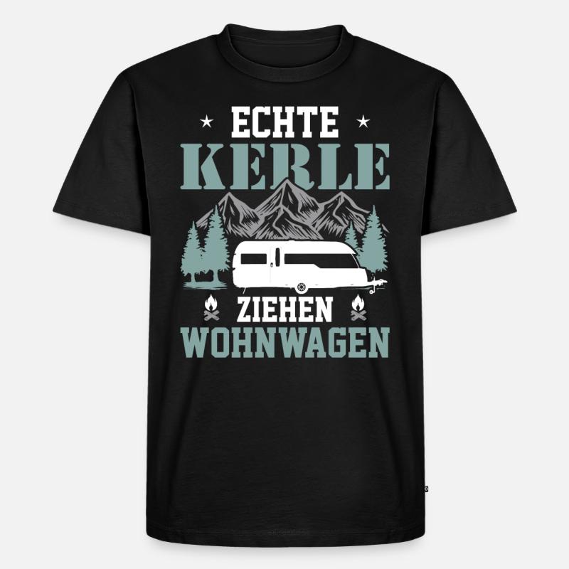 Echte Kerle Ziehen Wohnwagen - (c) - Männer Premium Bio T-Shirt - Schwarz