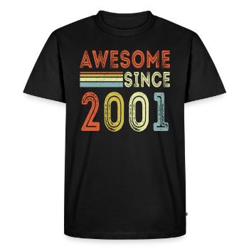 Awesome since 2001 retro t-shirt 2001 - Men's Premium Organic T-Shirt - black - Front - Nico (187cm)