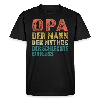 Opa der mann der mythos der schlechte einfluss - Männer Premium Bio T-Shirt - Schwarz - Vorne - Nico (187cm)