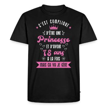 Une princesse et d'avoir 18 ans - T-shirt Premium bio Homme - noir - Devant - Nico (187cm)