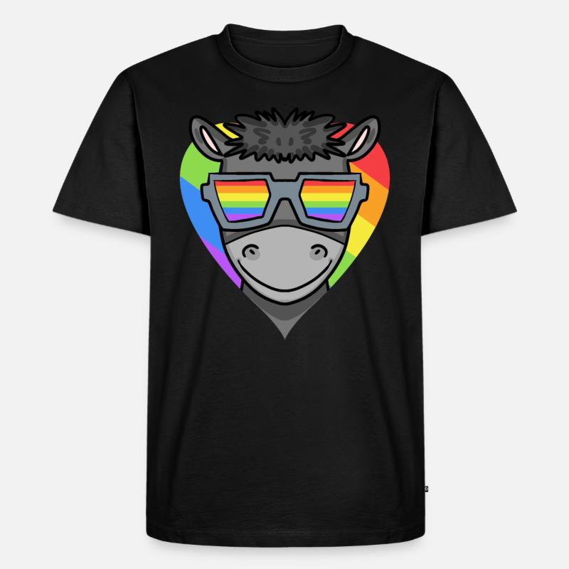 LGBT Tier Esel Regenbogen - Männer Premium Bio T-Shirt - Schwarz
