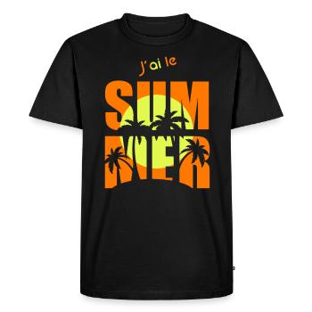 j ai le sum plage océan mer palmier summer - T-shirt Premium bio Homme - noir - Devant - Nico (187cm)