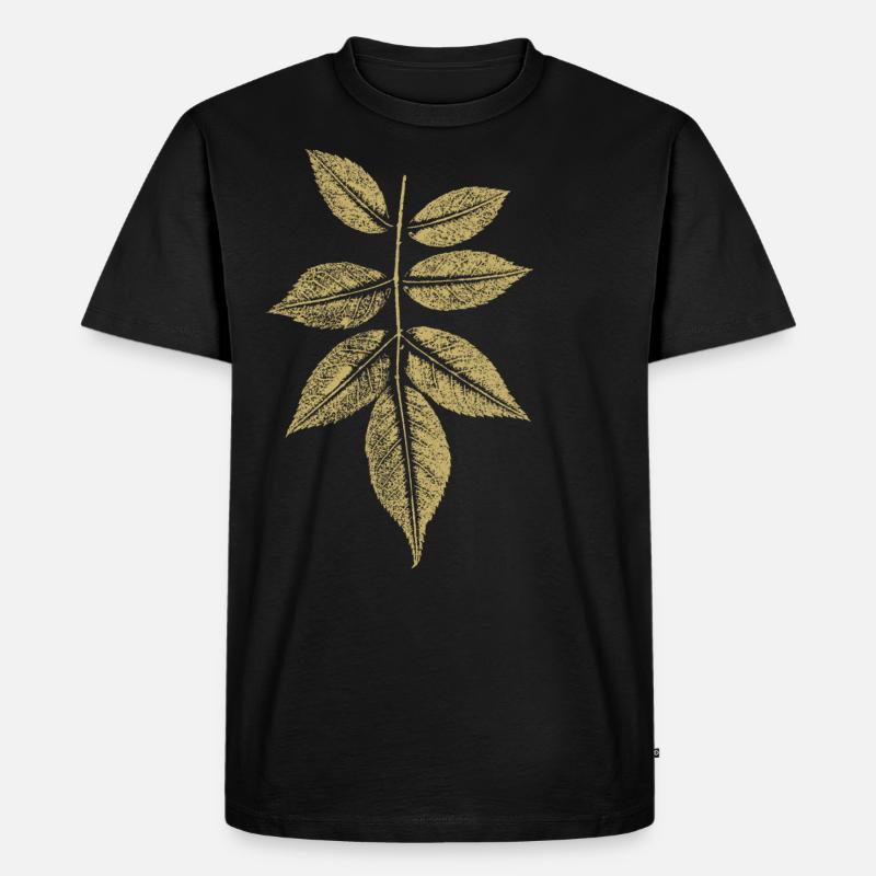 Blatt Rose / Kunstdruck - Männer Premium Bio T-Shirt - Schwarz
