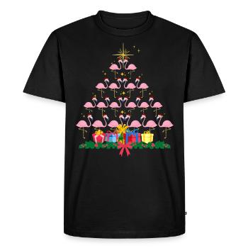 Flamant rose Noël. Cadeau de Noël - T-shirt Premium bio Homme - noir - Devant - Nico (187cm)