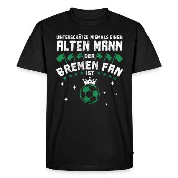 Alter Mann - Bremen Fan | Fußball Fan Design - Männer Premium Bio T-Shirt - Schwarz - Vorne - Nico (187cm)