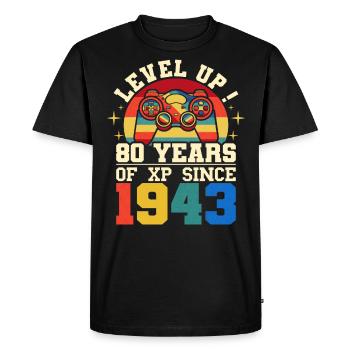 Level 80 1943 Birthday Gamer 80 years - Men's Premium Organic T-Shirt - black - Front - Nico (187cm)