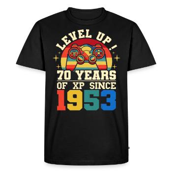 Level 70 1953 Anniversary Gamer 70 years - Men's Premium Organic T-Shirt - black - Front - Nico (187cm)