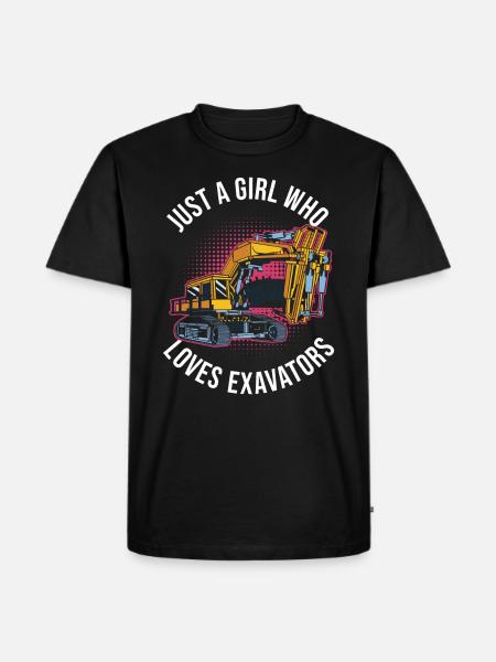 Baggerfahrer Frau Bagger Mädchen - Männer Premium Bio T-Shirt - Schwarz