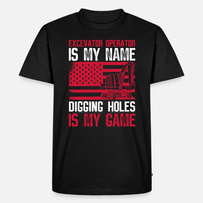 Baggerführer Bagger Baggerfahrer - Männer Premium Bio T-Shirt - Schwarz