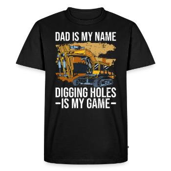 Baggerfahrer Papa Vater Schwermaschinenführer - Men's Premium Organic T-Shirt - black - Front - Nico (187cm)