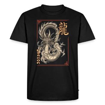 dragon Drago wyvern dragon Japon cadeau - T-shirt Premium bio Homme - noir - Devant - Nico (187cm)