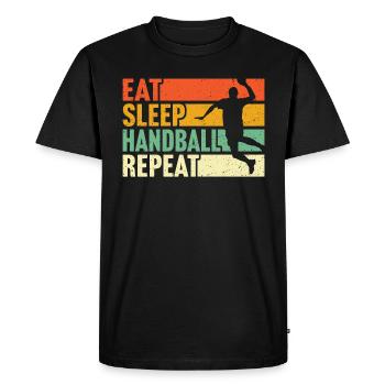 Eat Sleep Handball Repeat T-Shirt Handball Player - Men's Premium Organic T-Shirt - black - Front - Nico (187cm)