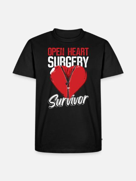 Herzoperation Survivor Genesung - Männer Premium Bio T-Shirt - Schwarz