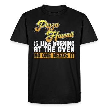 Pizza Anti Pizza Hawaii Pizza - T-shirt Premium bio Homme - noir - Devant - Nico (187cm)
