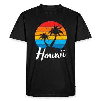 Tropical Summer Vacation Palms Retro Hawaii - T-shirt Premium bio Homme - noir - Devant - Nico (187cm)