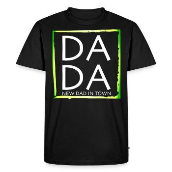 Design with inscription "Father's Day For New Dad" - Men's Premium Organic T-Shirt - black - Front - Nico (187cm)