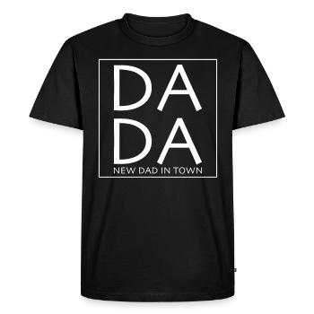 Design with inscription "Father's Day For New Dad" - Men's Premium Organic T-Shirt - black - Front - Nico (187cm)