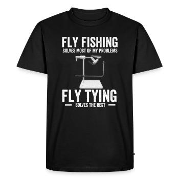 Fliegenfischer Design Für Bachforelle - Men's Premium Organic T-Shirt - black - Front - Nico (187cm)