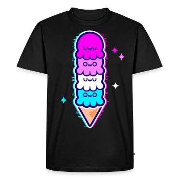 UwU | Crème glacée au poulpe avec paillettes femboy flag - T-shirt Premium bio Homme - noir - Devant - Nico (187cm)