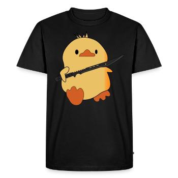 Drôle de canard avec épée - Katana - T-shirt Premium bio Homme - noir - Devant - Nico (187cm)