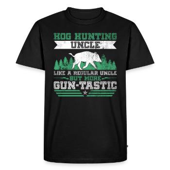 Schweinejagd Onkel Design Für Die Wildschweinjagd - Men's Premium Organic T-Shirt - black - Front - Nico (187cm)