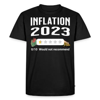 Inflation 2023 - poor rating - Men's Premium Organic T-Shirt - black - Front - Nico (187cm)