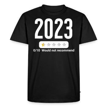 Year 2023 - poor rating - would not recommend - Men's Premium Organic T-Shirt - black - Front - Nico (187cm)