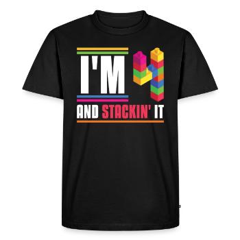 Kinderblock-gebäude-geburtstagsdesign Für - Men's Premium Organic T-Shirt - black - Front - Nico (187cm)