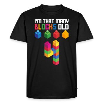 Blockgebäude Geburtstagsdesign Für 4 Jahre Junge - Men's Premium Organic T-Shirt - black - Front - Nico (187cm)