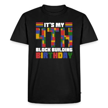 Blockgebäude 4 Jahre Design Für Little Brick - Men's Premium Organic T-Shirt - black - Front - Nico (187cm)