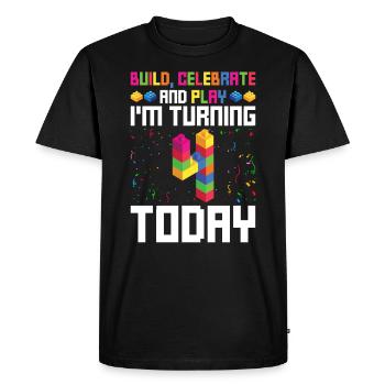 Spielzeugblöcke Geburtstag Für Blockbau 4. - Men's Premium Organic T-Shirt - black - Front - Nico (187cm)