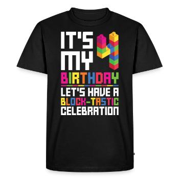 Blockgebäude Geburtstagsdesign Für 4 Jahre Junge - Men's Premium Organic T-Shirt - black - Front - Nico (187cm)