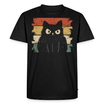 Böse Katze in Vintage - Männer Premium Bio T-Shirt - Schwarz - Vorne - Nico (187cm)