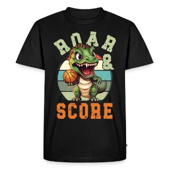 Basketball Dino T-Rex Player Sports Comic Cartoon - T-shirt Premium bio Homme - noir - Devant - Nico (187cm)